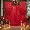 10x10ft Thick Red Glitter Backdrop Curtain Panels for Parties, Wrinkle Free Sequin Sparking Photo Backdrop Drapes, 2 Panels 5x10ft Shimmer Back Drop Cloth for Wedding Birthday Photography