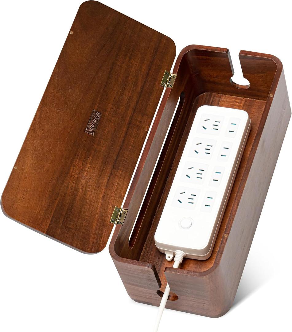 Large Acacia Wood Cable Management Box - Cord Hider & Organizer for TV Wires, Power Strip, Electrical Hiding, Desk & Floor Cables - Solution Wire Storage Solution for Office, Living Room, Bedroom,
14.2"L x 6.1"W