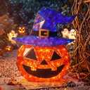 Halloween Decorations Outdoor 24 Inch Light Up Pumpkins Witch Hat