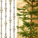 24 Feet Exquisite Christmas Tree Decor Acrylic Beads Xmas Tree Garland Multicolor Glitter Hanging Bead Decorations Garland for Trees Indoor Outdoor Home Decor Use(Gold)