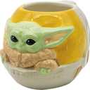 Zak Designs Star Wars The Mandalorian The Child Sculpted Ceramic Coffee Mug Collectible Keepsake with Unique 3D Character, 16 OZ, Baby Yoda in Cradle (1 Count (Pack of 1), Baby Yoda/The Child in Cradle)
