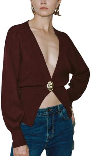 URBAN REVIVO Women Knitted Cardigans Long Sleeve V-Neck Lightweight Sweater One Leaf Button Down Outwear US Size 6