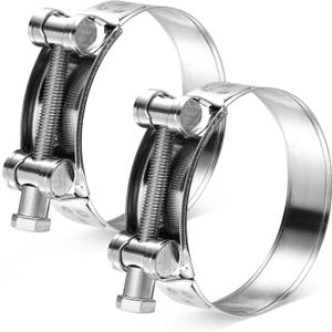 AKIHISA T-Bolt Hose Clamp,68-73mm OD Range 304 Stainless Steel Pipe Strap Clamp, Adjustable Heavy Duty Tube Clamp (2Pack, 2.68" to 2.87")