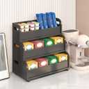 Wisuce Tea Holder for Tea Bags Organizer - Black Bamboo Tea Organizer for Tea Bags 3-Tier Stackable Wall Mount Large Capacity Tea Storage Box to Pantry Countertop Kitchen Office