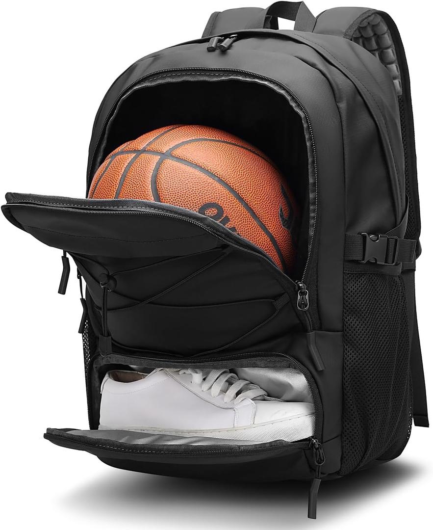 FUTURE AESTHEICS Basketball Backpack Large Sport Bag for MenWaterproof Backpack with Separate Ball Holder Shoes CompartmentSports Equipment Bag for BasketballVolleyballSoccerGymOutdoor