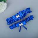Royal Blue Wedding Belt Set Bridal Garters For Bride Plus Size Available (Blue)