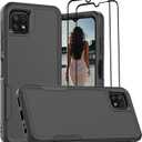 Jeylly for Samsung Galaxy A22 5G Case [Not for A22 4G], Heavy Duty Shockproof Protection Dual Layer Soft Bumper Hard PC Back Rugged Cover for Samsung Galaxy A22 5G, Black