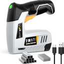 BATAVIA Electric Staple Gun, 2-in-1 Cordless Brad Nailer & Stapler Kit with 2000Pcs Nails & Staples, 4V Lithium-ion Rechargeable Nail Gun for Upholstery, Wood Working, DIY Home Projects