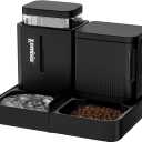 ZOMISIA Automatic Cat Feeder and Water Dispenser Set, 2 in 1 Gravity Cat Food Dispenser with 180 Degree Rotatable, Pet Self Feeding Large Capacity for Small Dogs Puppy Kitten, Black, 0.8 Gallon x 2