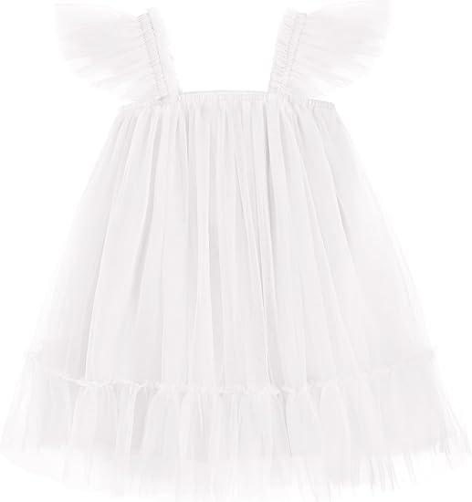 Arshiner Toddler Tulle Dress for Girls Layered Tutu Ruffle Dresses Swing Twirly Fairy Summer Birthday Party Wedding Sundress, 2-3T