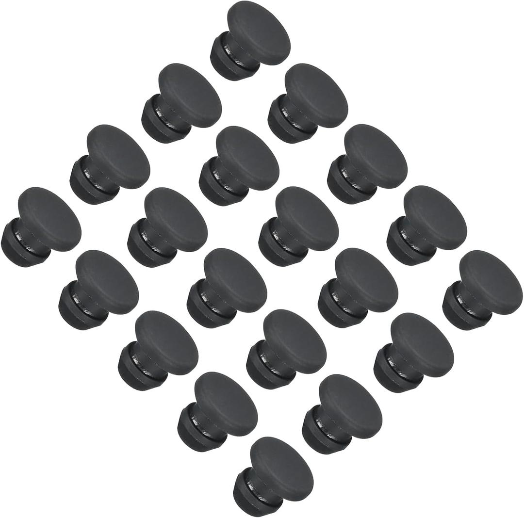 MECCANIXITY Silicone Snap in Locking Hole Plugs Rubber Panel Seal Cover Flush Type Panel Round for Kitchen Rubber Bulkheads Waterproof Sealing Plugs 5mm/0.2 Inch Diameter Black,Pack of 20