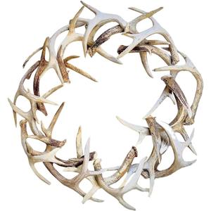 PRETYZOOM Christmas Antler Wreath Decorative Resin Xmas Garland Winter Home Decor Rustic Deer Horn Design for Front Door Indoor Outdoor Holiday Party