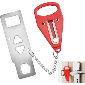 Portable Theft Door Lock for Home Security Travel Safety Lock for Hotels Easy Installation Material Red Handle Design Random Style