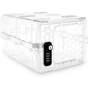 Urban August Lock Box For Food & Medicine - Dual Combination & Keyed Lock Box - Made of Industrial-Grade Plastic - One Size (Clear)