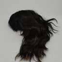 Black Mixed Brown 14 Inch Short Wavy Curly Hair Wigs with Bangs - Shoulder Length Synthetic Heat Resistant Wigs for Black Women