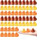 Haooryx Fall Mini Rubber Ducks - 60Pcs Holiday Bath Toys Autumn Maple Leave Bathtub Float Ducky Tiny Squeak Duck for Kids Fall Themed Party Festival Favors Baby Shower Toys School Class Game Reward