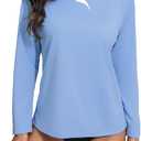 Halcurt Women's Long Sleeve Rash Guard Swim Shirt with Built in Bra Lightweight UPF50+ Quick Dry Swimsuit Top (Blue, XL)