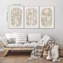 Neutral Wildflower Framed Wall Art Boho Botanical Vintage Minimalist Floral Canvas Farmhouse Wall Decor Beige Prints for Living Room Bedroom Office, 3 Panels, 16x24 Inch, 16"x24"x3 Panels Framed