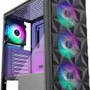 PC Case Pre-Install 4 RGB Fans, ATX Gaming Computer Case with Diamond-Shaped Mesh Front & Tempered Glass Side Panel, USB 3.0 Airflow Mid Tower case,621