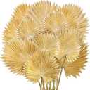 Suncalla 12 Pcs PU Foam Artificial Gold Palm Leaves Faux Palm Tropical Leaves Mixed Sizes Fake Tropical Golden Fronds for DIY Wedding Bouquets Centerpiece Arrangement Anniversary Party Home Decoration