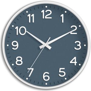 Roymnie Wall Clock 12 Inch Silent Wall Clocks Battery Operated- Modern Non Ticking Analog Clock Decorative for Living Room Bedroom Office Kitchen(Azure Blue)