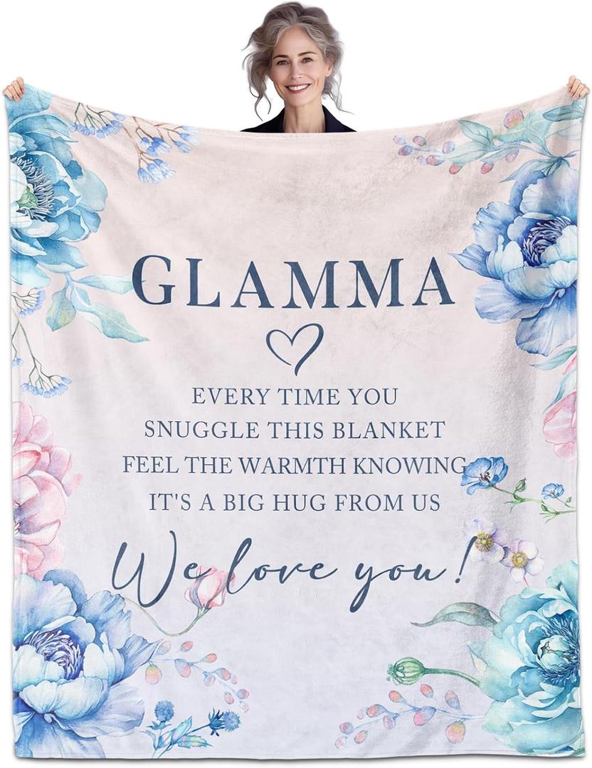 Glamma Gifts, Glamma Birthday Gifts, Glamma Blanket 60" x 50", Grandma Gifts for Glamma, Mother's Day Glamma Gifts, Glamma Gifts from Grandkids, Gifts for Glamma Christmas