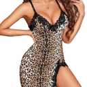 Avidlove Sexy Night Gowns for Woman Lace Trim Sleep Dress Babydoll Lingerie Dress Side Split Nighty Chemise Nightgowns