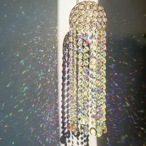 16.7" Chandelier Wind Chimes Crystal Suncatcher Window Hanging Sun Catchers AB Color Crystal Prism Rainbow Maker Pendant Ornament for Christmas Tree