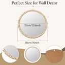 Glooglitter 15 Inch Boho Round Wall Mirror, Beaded Wood Frame Hanging Mirror, Decorative Circle Glass for Bedroom, Living Room, Bathroom, Entryway, Farmhouse Bohemian Wall Decor