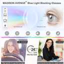 Madison Avenue Blue Light Blocking Glasses Anti Eyestrain UV Glare Blue Light Glasses for Women TV Phone Computer Gaming Eyeglasses (Clear Blue)