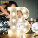 Pooqla Light Up Letters, LED Marquee Letters for Silver Birthday Decorations, Battery Powered Night Light Teenager Girl Room Decor, Gift for Girls Boys Wedding Bedroom Christmas Party Decor, Letter S