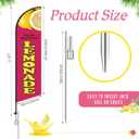HunnmingRe 11.2 ft Cute Lemonade Feather Flag with Pole - Windless Flag Banner with Ground Stake Outdoor Advertising Banner for Business(1 Pcs, Pink)