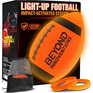 Beyond Innoventions Glow in The Dark Football - Light Up Football Gifts for Boys & Girls 8-15+ | Size NO 6 for Teens