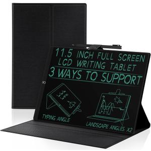 LCD Writing Tablet for Adults: 11.5 inch Full Screen with Tablet Case Hall Switch Digital Notepad Reusable Erasable Electronic Drawing Tablet Black