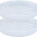 Afrine 2 Pack Plant Saucer Drip Tray 17 inch, Large Heavy Sturdy Plastic Planter Flower Pot Saucers for Indoor Outdoor Garden, Plant Water Drip Trays for pots (17" 2Pack, Clear)