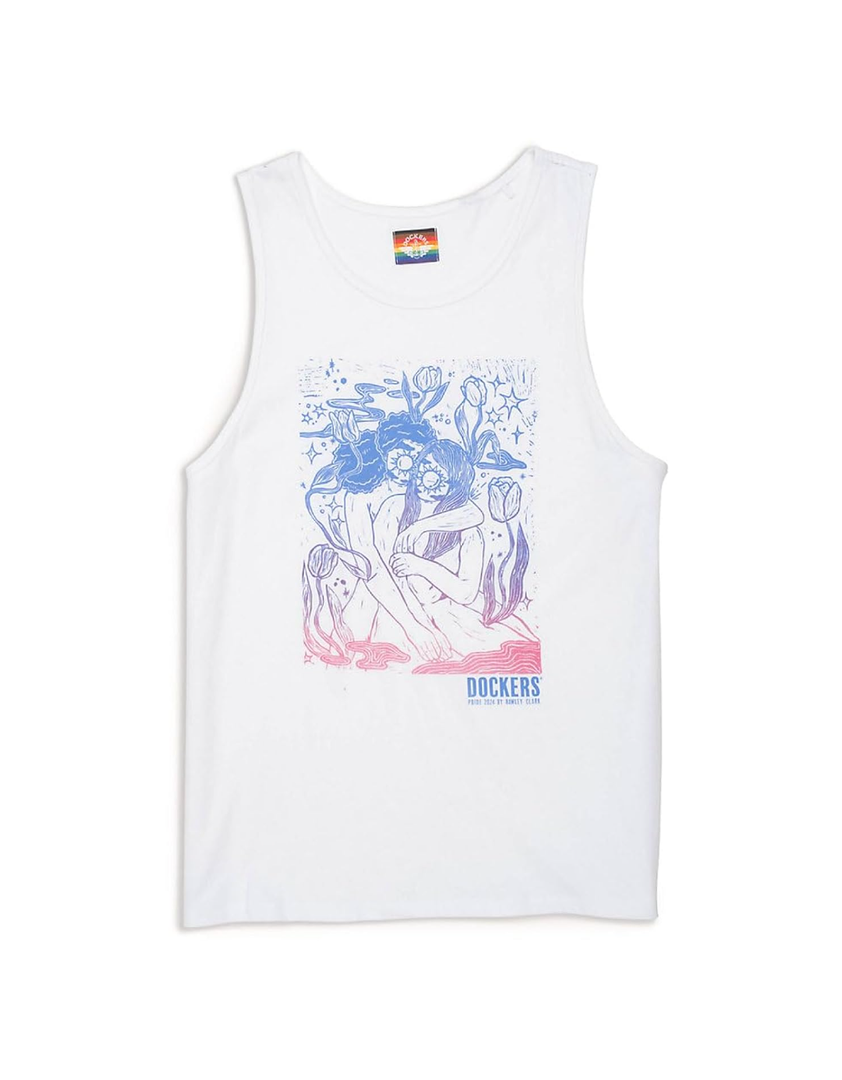DOCKERS Men's Unisex Regular Fit Pride Tank Size M, White