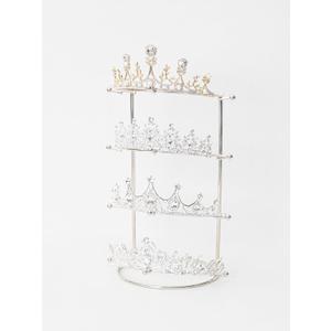 Byken 4 Tier Crown Holder,Tiara Organizer,.Golden Bridal Headdress Display Stand for Selling,Headband Ear Crown Storage Tower,Jewelry Holder for Girls Wedding Home Shop Store (Silver)