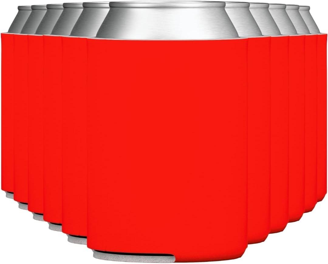 TahoeBay Blank Beer Can Cooler Sleeves Bulk Sublimation Blanks for Vinyl Plain Collapsible Foam Can Sleeves Coolers for Soda Cans and Bottles Custom Drink Holder Assorted Solid Color (Rose Red)