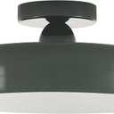 13-Inch Industrial Semi Flush Mount Ceiling Light Vintage Green Light Ceiling Mount Lamp Farmhouse Flush Mount Light Fixture for Hallway Bedroom Foyer Kitchen Entryway
