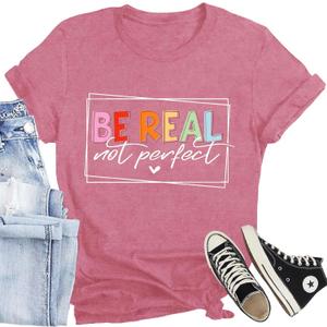 Be Kind Shirt for Women Flower Letter Print Tee Tops Casual Inspirational Kindness T-Shirt (Pink, S)