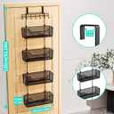 HapiRm Over The Door Organizer - Hanging Door Organizer with 4 Metal Large Capacity Baskets and Adjustable Coat Hook for Bathroom Bedroom Kitchen Pantry Closet Cabinet