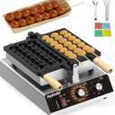 Commercial Waffle Pop Machine, Stainless Steel Waffle Skewer Maker with Nonstick Teflon, 1500W Adjustable Temp & Timer, 3-Grid Electric Waffle Ball Maker, for Snack Bars & Eateries