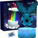 UneedMe Kids Night Light Soccer 3D Illusion Lamp with Remote Control 16 Colors LED Changing, Christmas Birthday Children's Day Gift Idea for Sport Fan Boys & Girls Bedroom Decorative Light