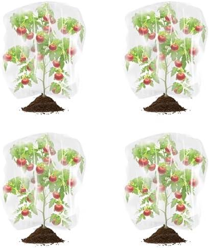 Pack of 2 ESOHOT Blueberry Bush Netting Cover with Drawstring 4 Pack Tree Netting for Cicadas Plant Covers Tomato Protective Cover Netting Barrier for Protect Plant Fruits (4.9FT*3.3FT)