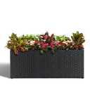 LEWIS&WAYNE Large Rectangular Block Planter Box Handmade Wicker Tall Planters for Outdoor Plants with Removable Liners Modern Planter for Indoor Outdoor Patio Deck - Black, 36''x12''x16''
