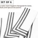 PurpleEssences Black and White Cloth Napkins - 18x18 Inch Set of 6-100% Cotton Elegant Hemstitch Dinner Napkins with 1.5" Stripe Edges, Durable, Washable - Spring Easter Summer Table Dcor