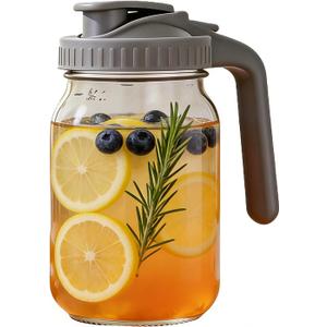 Mason Water Jar Wide Mouth 24 oz Mason Jar Sealed Plastic Lid with Pouring Air Tight Leak Proof Suitable for Tea, Milk, Lemonade, Juice, Coffee, Beverages, Etc
