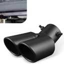 Exhaust Tip, Double-tube Reduce Noise Stainless Steel Bending Exhaust with Bolt, 2.5" Rust-proof Anti-collision Muffler Tip, Universal Pipe Modification Accessory (Black)