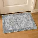 Muddy Mat Blue Bell 2x3 Washable Area Rugs for Living Room, Bedroom & Dining Room  Modern Soft Low Pile Non Slip Carpet  Pet Friendly Waterproof Foldable Rugs for Home