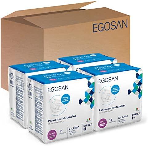 EGOSAN Maxi Incontinence Disposable Adult Diaper Brief Maximum Absorbency and Adjustable Tabs for Men and Women (X-Large Case, 60-Count)